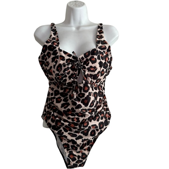 Vivi Fashion Leopard Animal Print One Piece Padded Swimsuit Size 2XL NWT - Picture 1 of 17